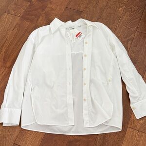Vince Women/Men White Casual Button Down Shirt